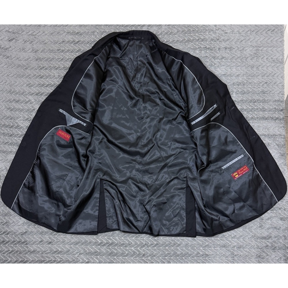 Mantoni 44R Black Super 140s Wool Mens Blazer Sport Coat Suit Jacket - Picture 3 of 14